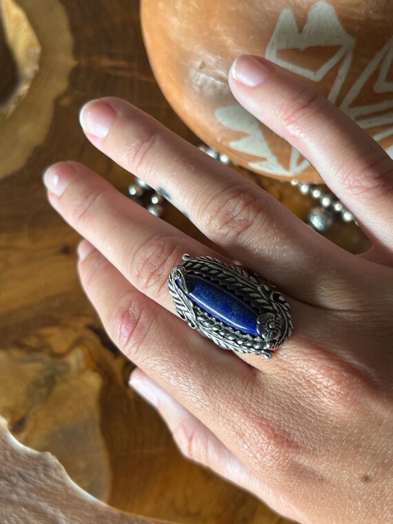 Sterling Silver Lapis Ring,Statement Ring,Southwe… - image 4