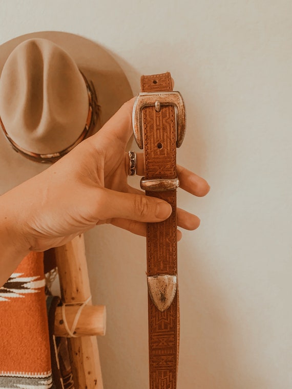 Vintage Tooled Leather Belt,Belt,Southwestern Fash