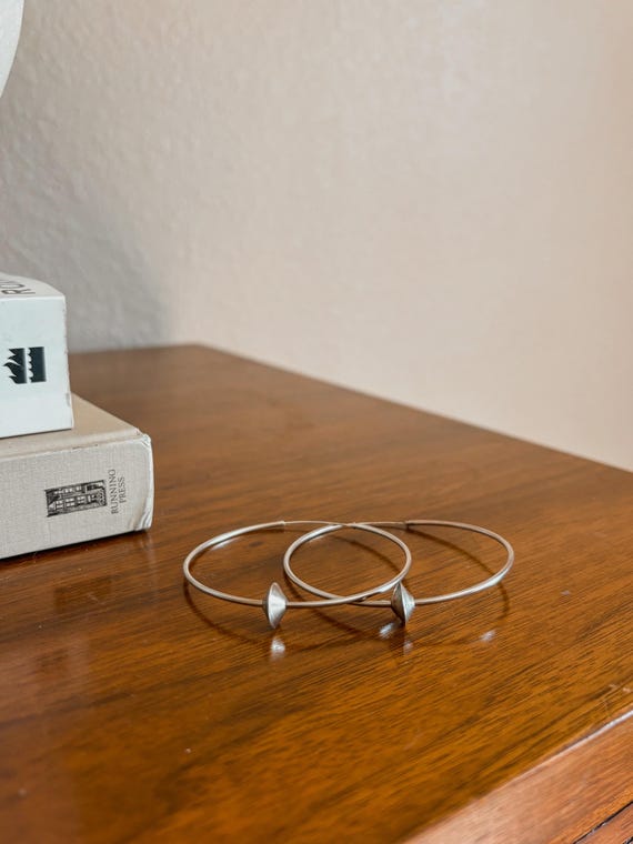 handmade sterling silver bench saucer bead hoop earrings 60mm,Sterling Silver large hoop earrings,hoops,silver saucer bead earrings