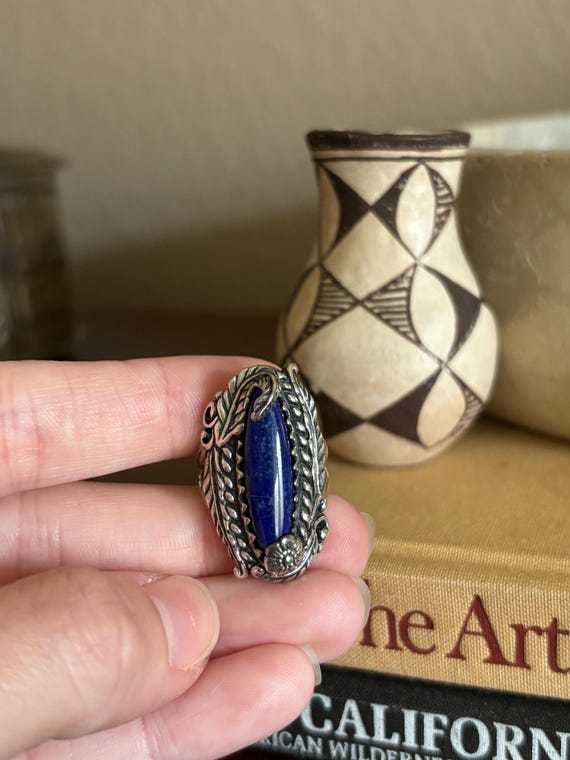 Sterling Silver Lapis Ring,Statement Ring,Southwe… - image 6