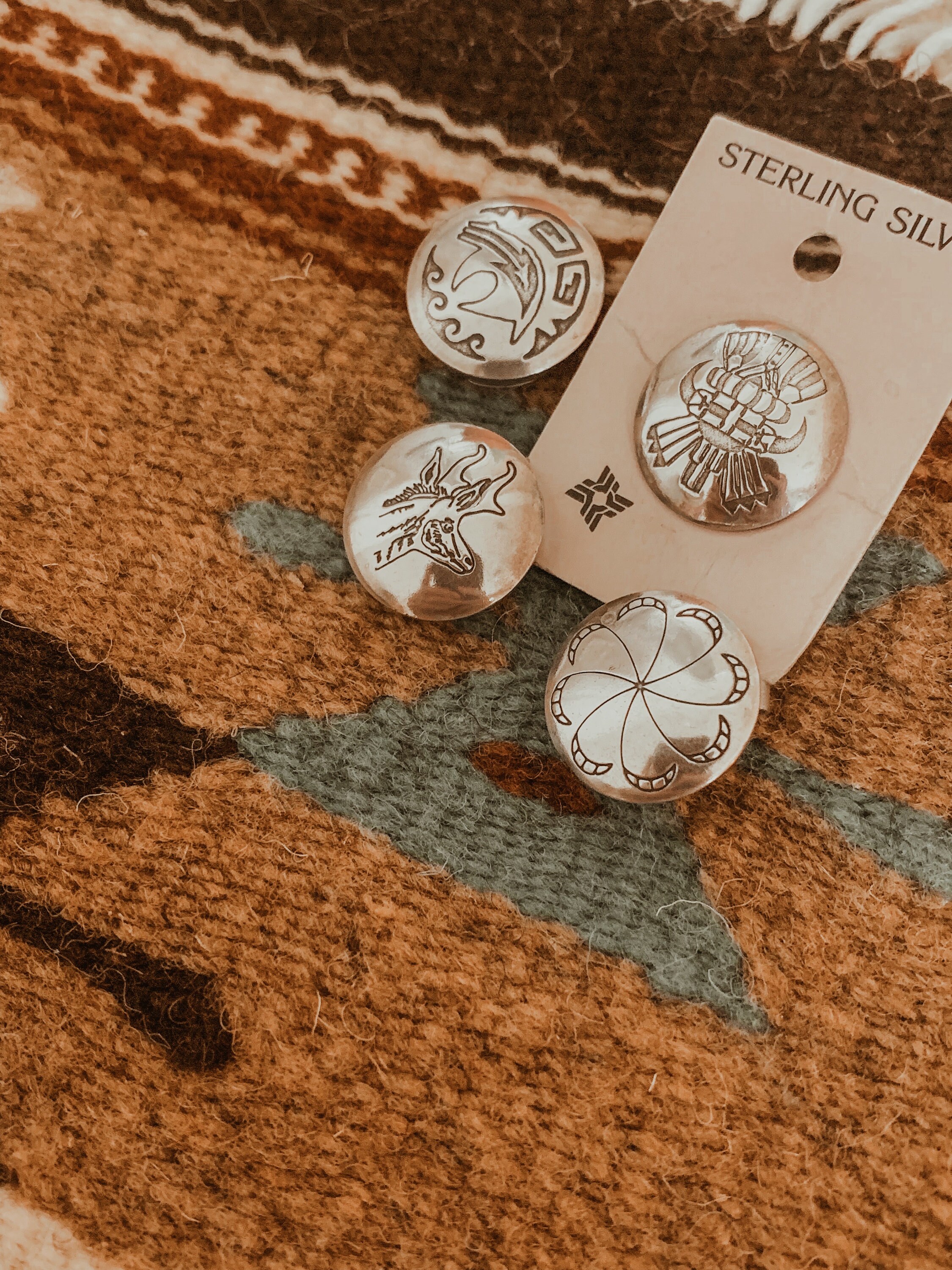Vintage Sterling Button Covers,set of 4,concho Button Covers