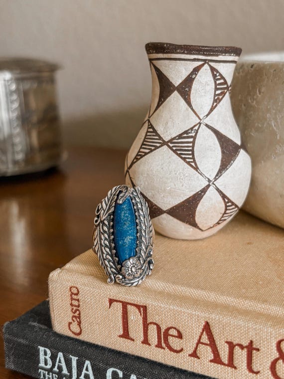 Sterling Silver Lapis Ring,Statement Ring,Southwe… - image 1
