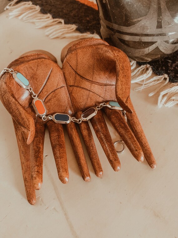 Vintage Silver Chain Link Bracelet,Taxco Style Jew