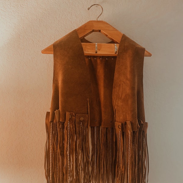 Vintage Leather Fringe Vest,Fringe Jacket,Cowboy Style,Western Wear,Womens Fashion,Southwestern Style,Fringe,Vest,clothing,Suede Leather