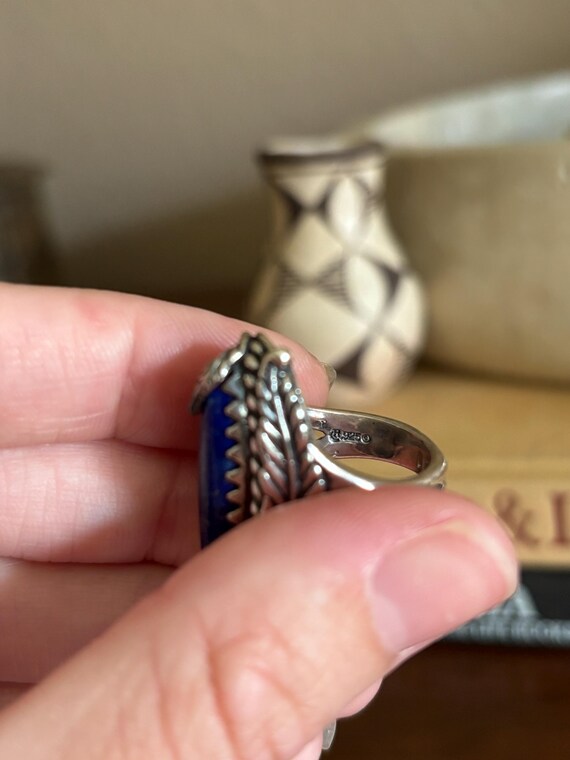 Sterling Silver Lapis Ring,Statement Ring,Southwe… - image 5