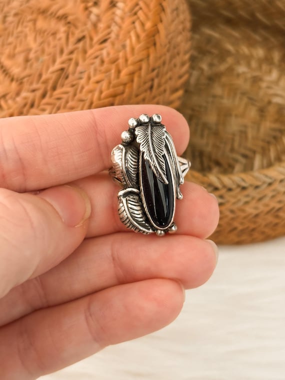 Native American Black Onyx Ring,Statement Ring,Na… - image 1