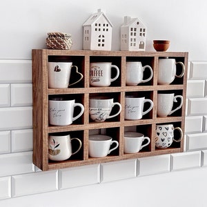 Kaffeetassenregal, Hängetassenregal, Kaffeetassenhalter, Kaffeetassenwandregal, Kaffeewandregal, Kaffeetassen-Display Cubby, Kaffeebar-Dekor Bild 5