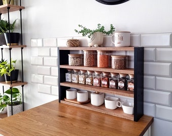 Kitchen Counter Shelf, Countertop Spice Rack, Kitchen Countertop Shelf, Shelf Rack Counter Top Organizer, Modern Farmhouse Kitchen Decor