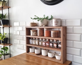 Kitchen Counter Shelf, Countertop Spice Rack, Kitchen Countertop Shelf, Shelf Rack Counter Top Organizer, Modern Farmhouse Kitchen Decor