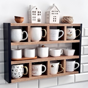 Coffee Mug Shelf, Hanging Cup Rack, Coffee Cup Holder, Coffee Mug Wall Rack, Coffee Wall Shelf, Coffee Mug Display Cubby, Coffee Bar Decor