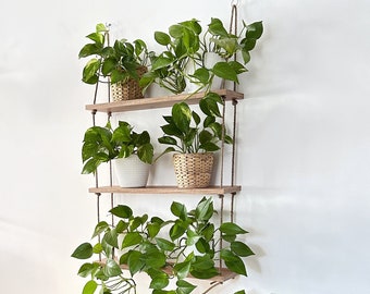 Hanging Rope Shelf, Three Tier Shelf, Jute Rope Plant Shelf for Wall, Window Rope Shelf, Statement Shelves, Window Plant Shelf Wall Hanging