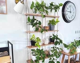 Hanging Rope Shelf, Four Tier Shelf, Jute Rope Plant Shelf for Wall, Window Rope Shelf, Statement Shelves, Window Plant Shelf Wall Hanging