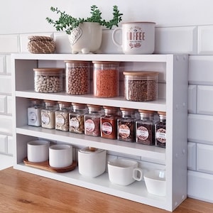 Étagère de comptoir de cuisine, étagère à épices pour plan de travail, étagère de plan de travail de cuisine, étagère de rangement pour plan de travail, décoration de cuisine de ferme moderne