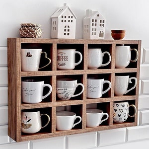 Coffee Mug Shelf, Hanging Cup Rack, Coffee Cup Holder, Coffee Mug Wall Rack, Coffee Wall Shelf, Coffee Mug Display Cubby, Coffee Bar Decor