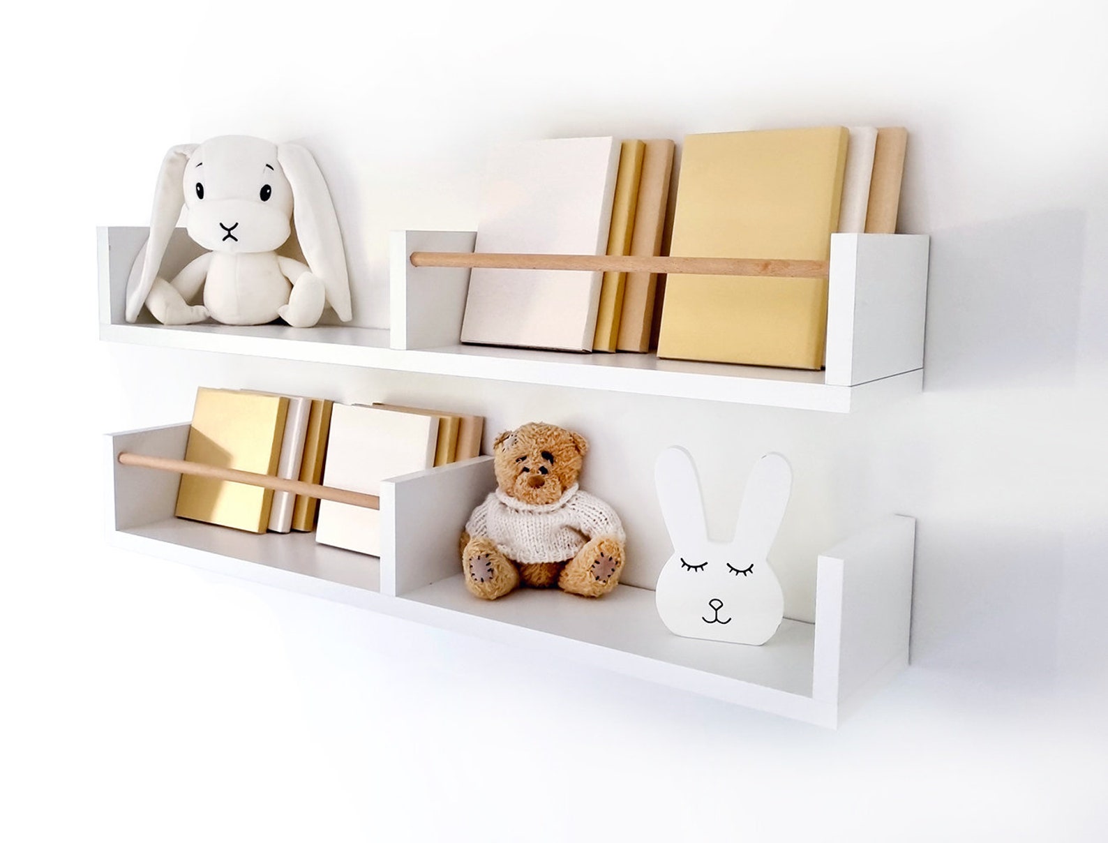 White Floating Shelves Nursery, Scandinavian Shelves for Girls Room