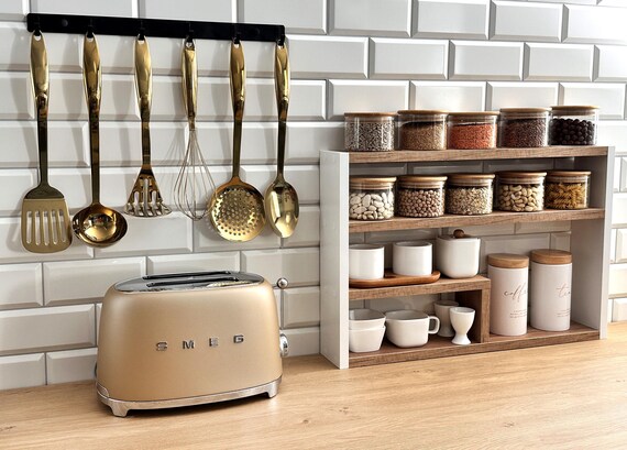 Kitchen Counter Shelf Countertop Spice Rack Kitchen Countertop Shelf Shelf Rack Counter Top Organizer Modern Farmhouse Kitchen Decor Etsy