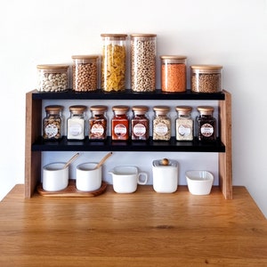 Kitchen Counter Shelf, Countertop Spice Rack, Kitchen Countertop Shelf, Shelf Rack Counter Top Organizer, Modern Farmhouse Kitchen Decor zdjęcie 2