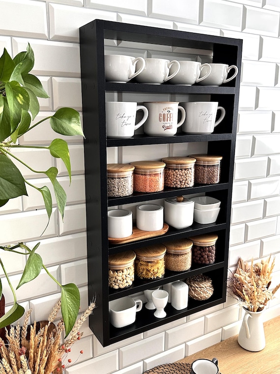 Hanging Spice Rack, Wall Mount Spice Shelf, Large Spice Rack for