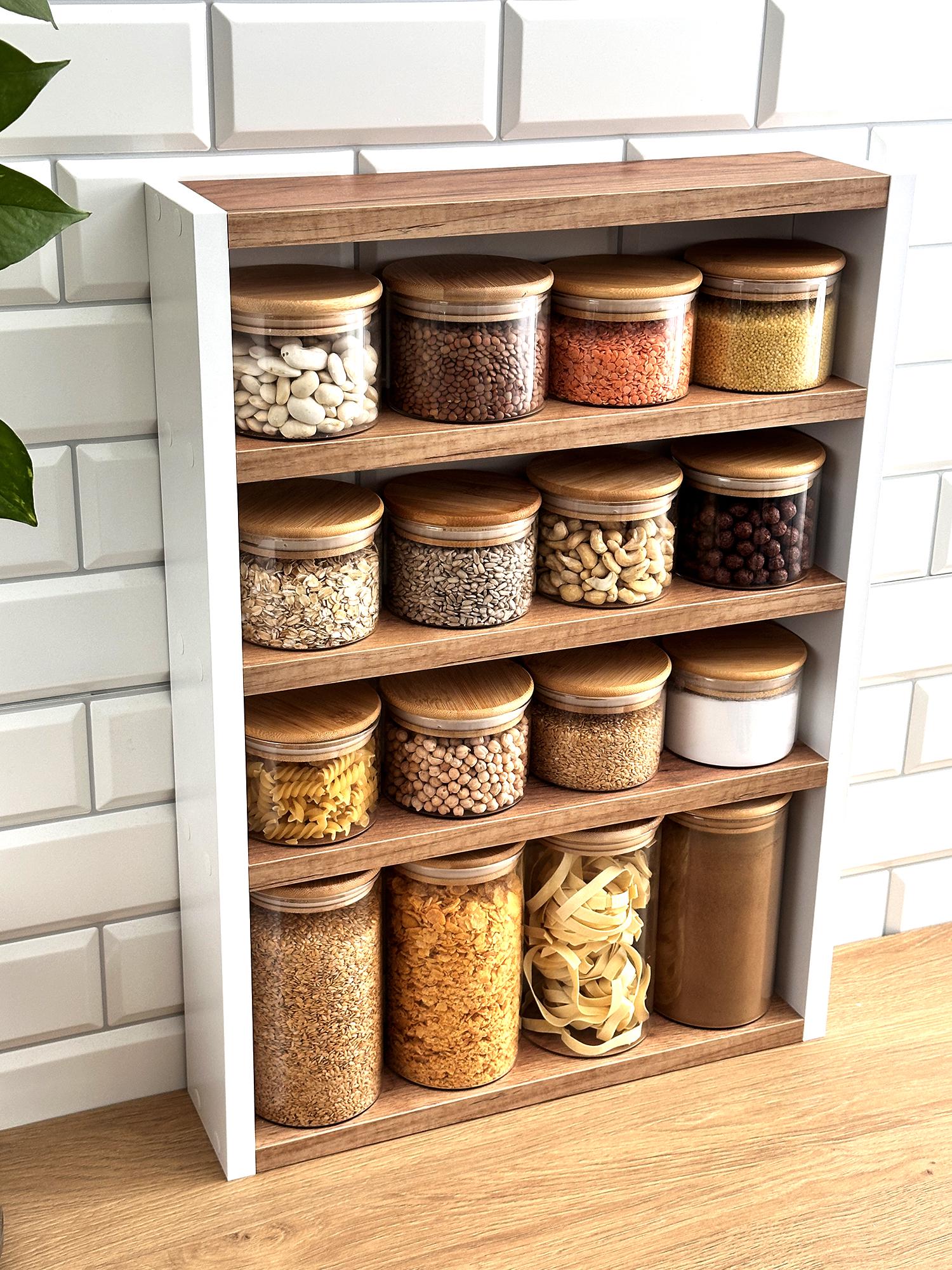 Portaspezie A 3 Livelli In Bambù – Organizer Da Banco Per Dispensa E Cucina, 44,5 Cm