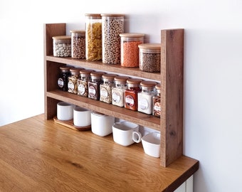 Kitchen Counter Shelf, Countertop Spice Rack, Kitchen Countertop Shelf, Shelf Rack Counter Top Organizer, Modern Farmhouse Kitchen Decor