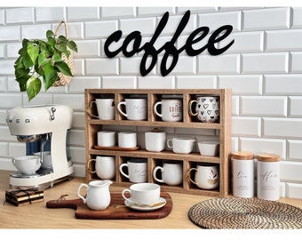 Kaffeetassenregal, Tassenregal, Kaffeetassenhalter, Kaffeetassenwandregal, Kaffeewandregal, Kaffeetassenanzeige Cubby, Kaffeebardekor