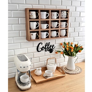 Kaffeetassenregal, Hängetassenregal, Kaffeetassenhalter, Kaffeetassenwandregal, Kaffeewandregal, Kaffeetassen-Display Cubby, Kaffeebar-Dekor Bild 7