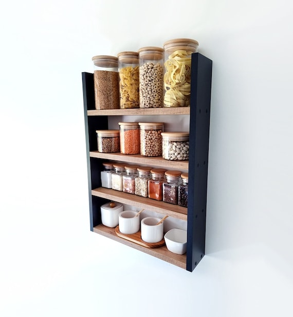 Rustic Hangable Spice Rack Rustic Wooden Spice Rack, Storage Shelf