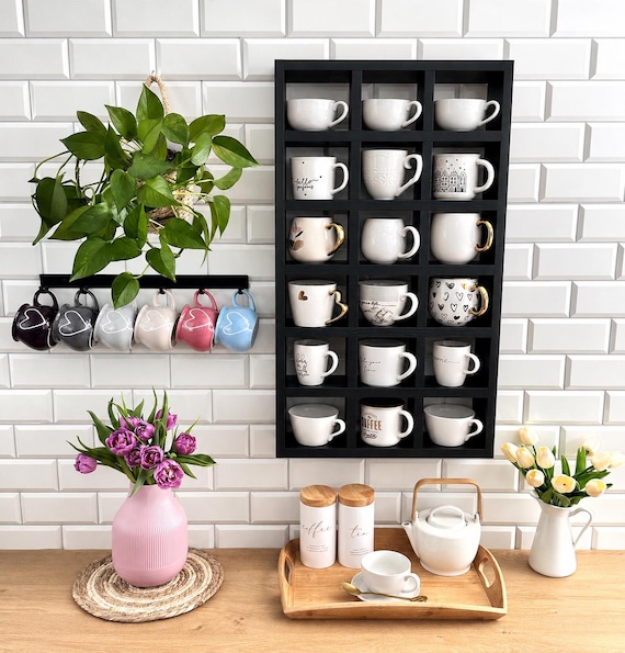 Kaffeetassenregal, Hängetassenregal, Kaffeetassenhalter, Kaffeetassenwandregal, Kaffeewandregal, Kaffeetassen-Display Cubby, Kaffeebar-Dekor