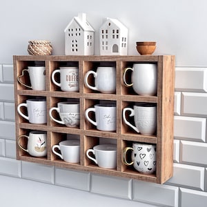 Coffee Mug Shelf, Hanging Cup Rack, Coffee Cup Holder, Coffee Mug Wall Rack, Coffee Wall Shelf, Coffee Mug Display Cubby, Coffee Bar Decor