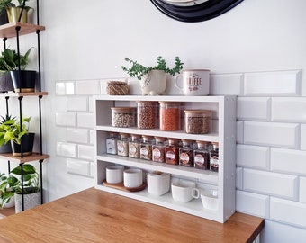 Kitchen Counter Shelf, Countertop Spice Rack, Kitchen Countertop Shelf, Shelf Rack Counter Top Organizer, Modern Farmhouse Kitchen Decor