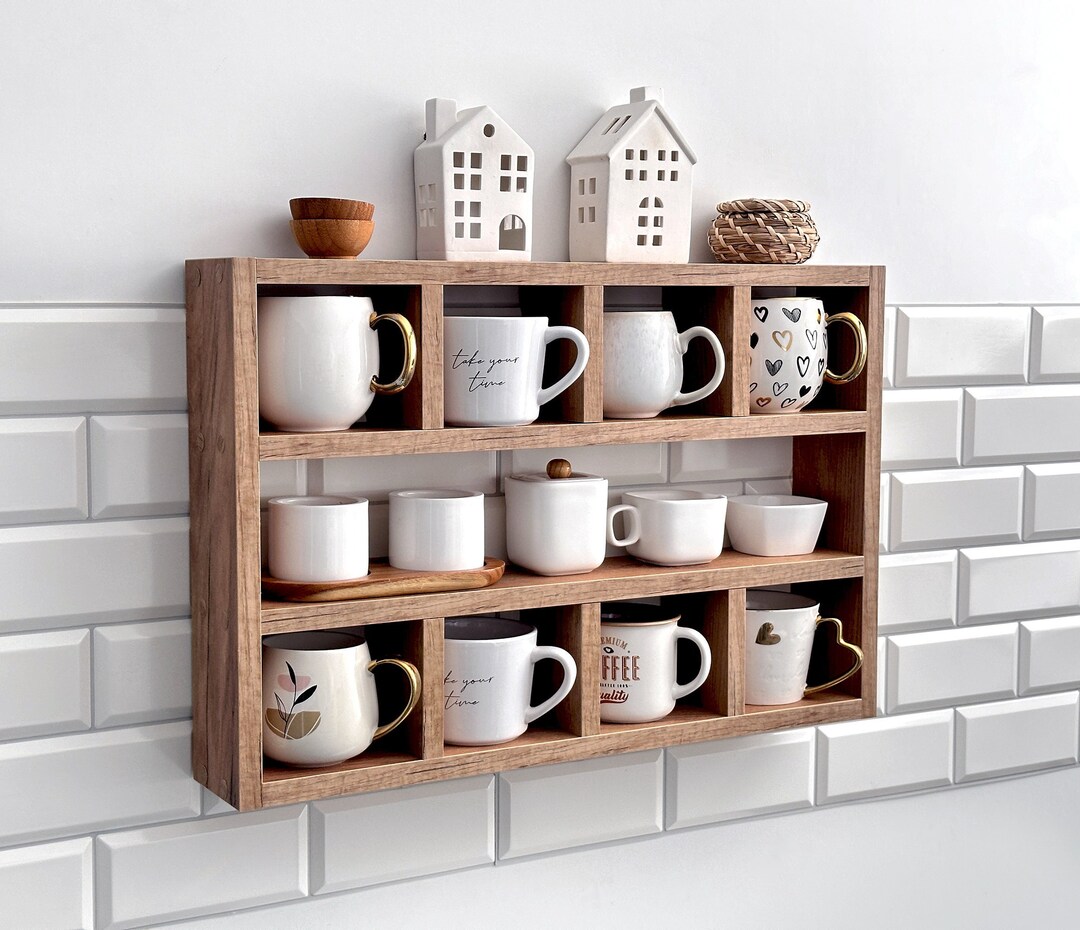 Coffee Mug Shelf, Hanging Cup Rack, Coffee Cup Holder, Coffee Mug Wall Rack,  Coffee Wall Shelf, Coffee Mug Display Cubby, Coffee Bar Decor - Etsy