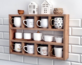 Coffee Mug Shelf, Hanging Cup Rack, Coffee Cup Holder, Coffee Mug Wall Rack, Coffee Wall Shelf, Coffee Mug Display Cubby, Coffee Bar Decor