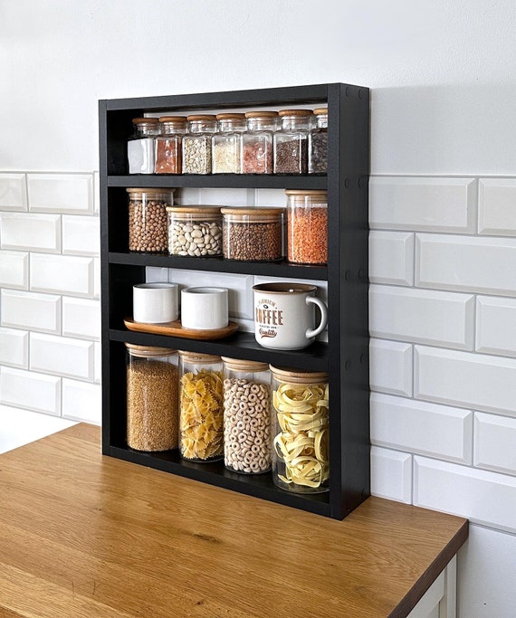 Kitchen Counter Shelf Countertop Spice Rack Kitchen Countertop Shelf Shelf Rack Counter Top Organizer Modern Farmhouse Kitchen Decor