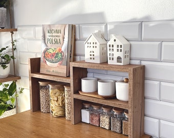 Kitchen Counter Shelf, Countertop Spice Rack, Kitchen Countertop Shelf, Shelf Rack Counter Top Organizer, Modern Farmhouse Kitchen Decor