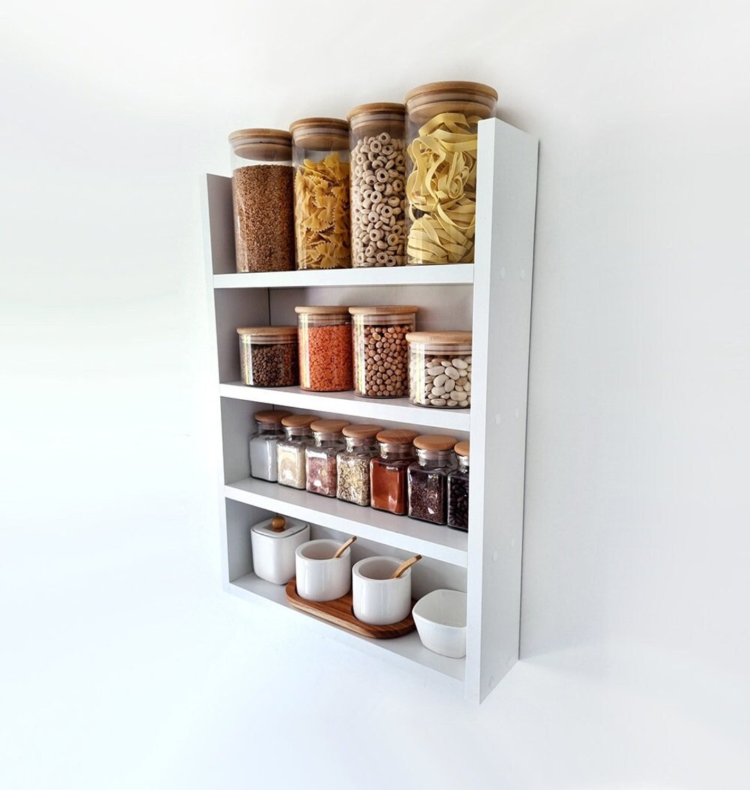 amazon wall mounted spice rack white White Hanging Spice Rack, Wall Mount Spice Shelf, Large Spice Rack for  Wall, Floating Farmhouse Kitchen Spice Rack, Wall Spice Holder