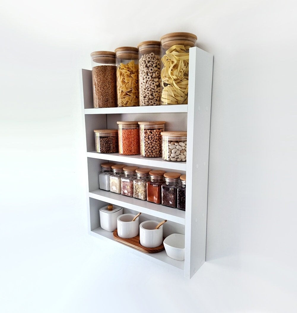 kitchen shelves wall mounted spice rack white