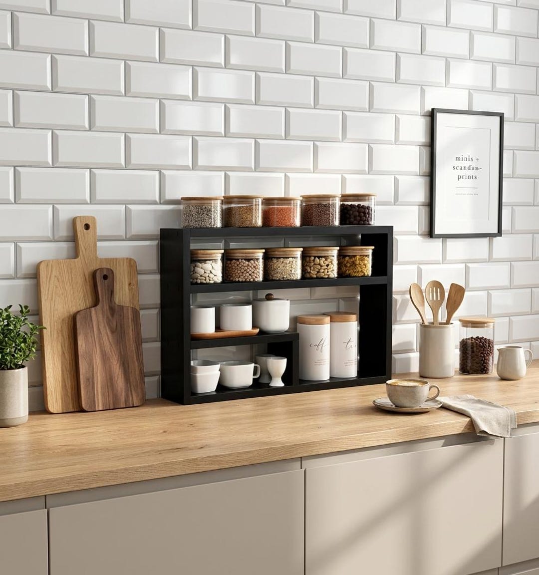 Freistehendes Regal 60 x 40 cm – Küchenarbeitsplatten-Organizer, Gewürzregal für die Arbeitsplatte, freistehendes Aufbewahrungsregal für das Homeoffice