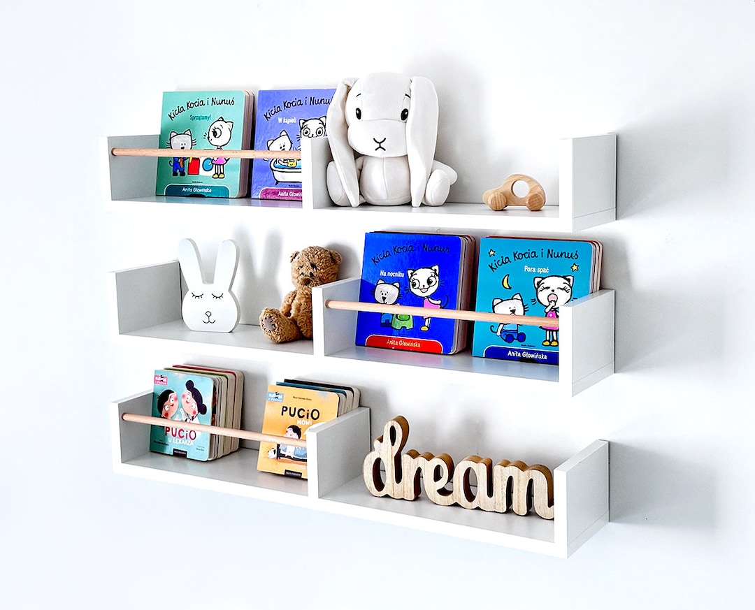 White Floating Shelves Nursery, Scandinavian Shelves for Girls Room ...