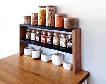 Kitchen Counter Shelf, Countertop Spice Rack, Kitchen Countertop Shelf, Shelf Rack Counter Top Organizer, Modern Farmhouse Kitchen Decor