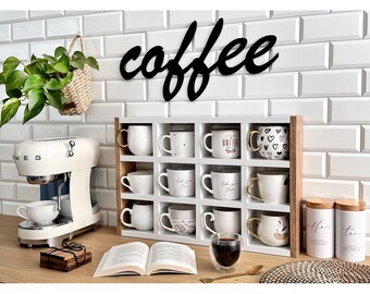 Kaffeetassenregal, Tassenregal, Kaffeetassenhalter, Kaffeetassenwandregal, Kaffeewandregal, Kaffeetassenanzeige Cubby, Kaffeebardekor