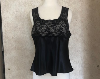 Vintage sexy nero raso pizzo camisole git per la sua lingerie