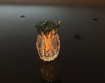 Vintage cut crystal toothpick holder oval shape