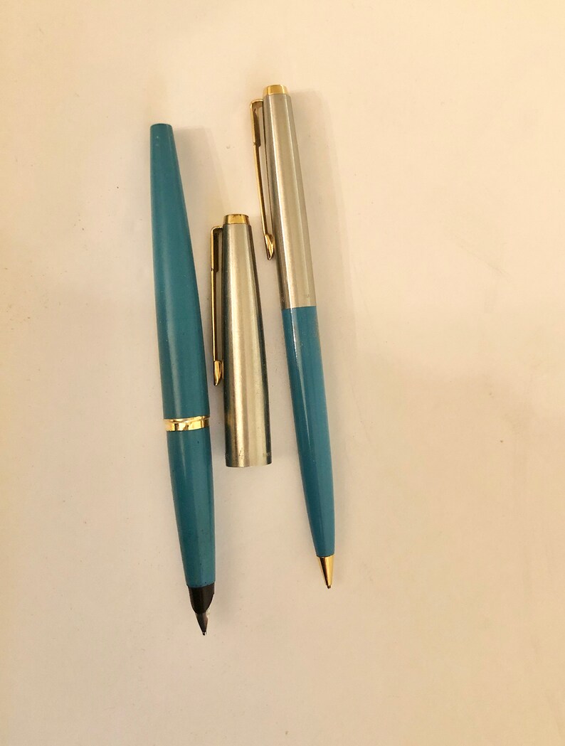 Vintage PARKER 45 rare turquoise fountain pen and pencil set