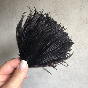 Vintage dark brown full ostrich feather hat embellishment craft item millinery ornament costumer
