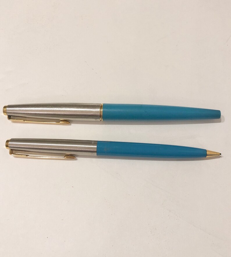 Vintage PARKER 45 rare turquoise fountain pen and pencil set