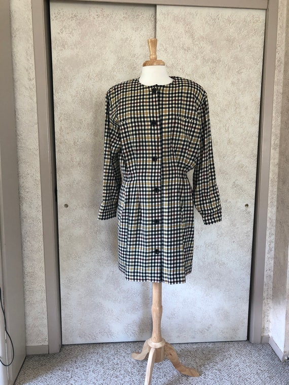 Vintage EMANUEL UNGARO 1980's wool plaid midi dres