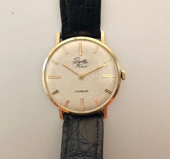 14K 金無垢 腕時計 laforte 17jewels Vintage Swiss Aggisy Mens 17