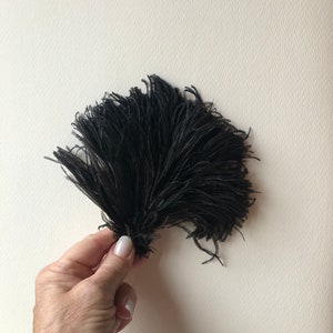 Gorgeous vintage black short wide puff black ostrich feather millinery hat crafter costumer embellishment