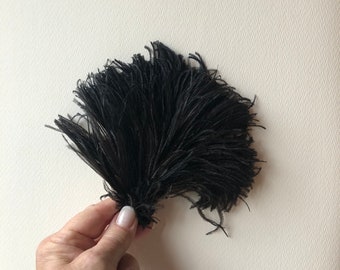 Splendido vintage nero corto ampio sbuffo nero piuma di struzzo millinery cappello crafter costumer abbellimento