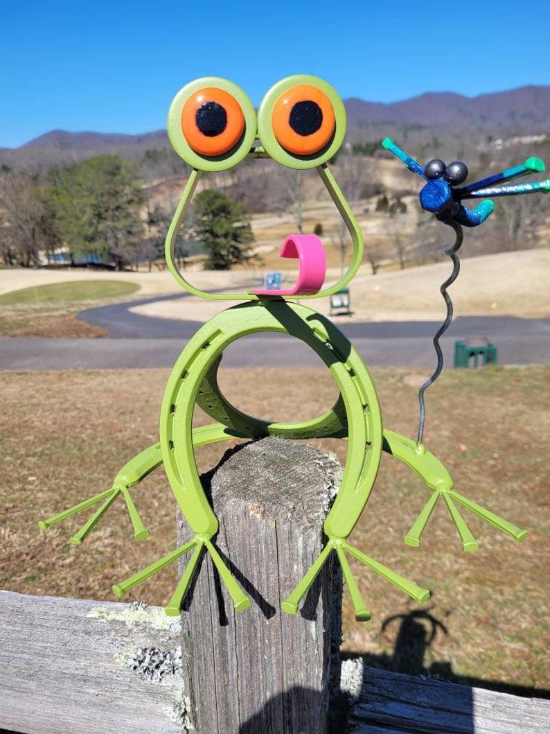 Horseshoe Frog Yard Art Frog Frog Yard Decoration Horseshoe Etsy
